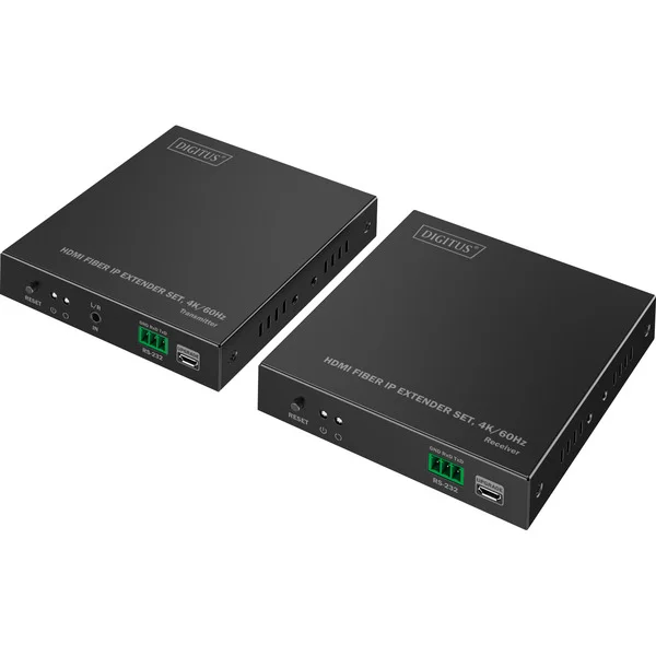 Digitus HDMI Fiber IP Extender Set, HDMI Verlängerung (schwarz, 4K/60Hz)