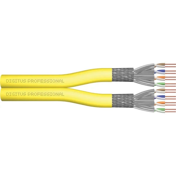 Digitus Professional Cat.7a S/FTP Verlegekabel Duplex, Cca (gelb, 500 Meter Trommel)