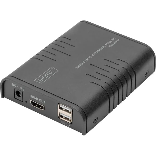 Digitus HDMI KVM IP Extender Receiver, KVM-Switch (schwarz, Full HD)