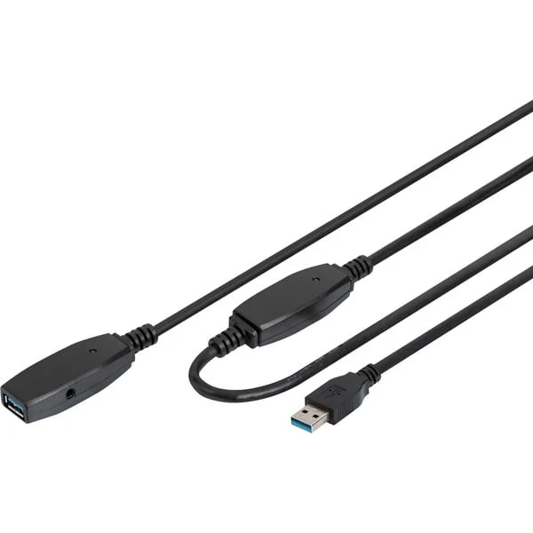 Digitus Aktives USB 3.2 Gen 1 Verlängerungskabel, 20 Meter (schwarz, Repeater Kabel)