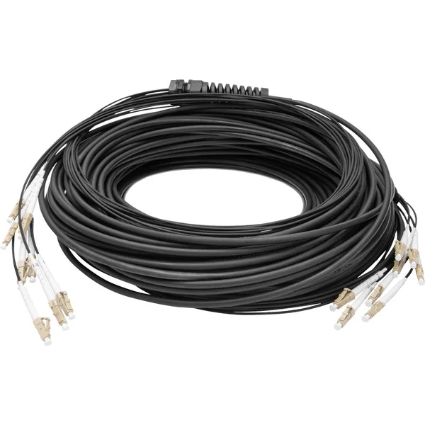 Digitus Glasfaser Universal Breakout Kabel, Duplex, LC/UPC Stecker, Multimode OM4 (schwarz, 100 Meter, vorkonfektioniert)