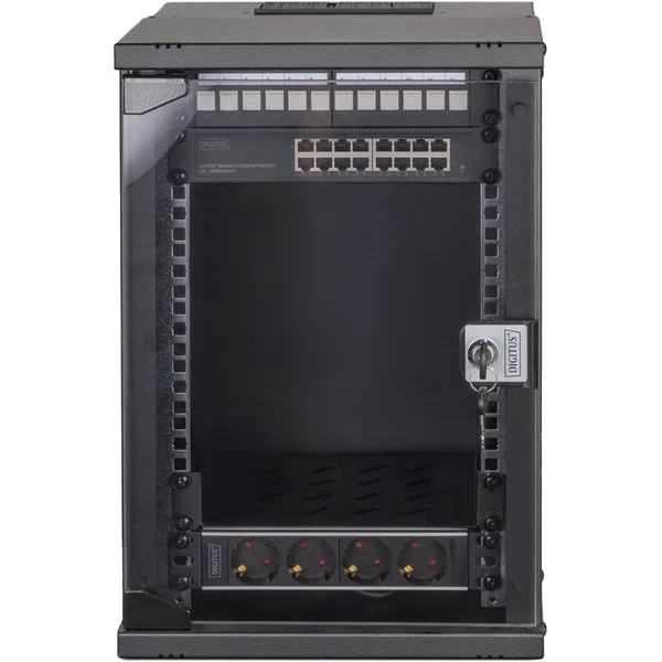 Digitus Netzwerk-Set SOHO Pro 10" 315x300 mm (BxT), IT-Schrank (schwarz, 9 Höheneinheiten)