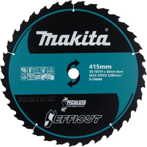 Makita Kreissägeblatt EFFICUT E-24848, Ø 415mm, 35Z (Bohrung 30mm, für Akku-Handkreissägen)