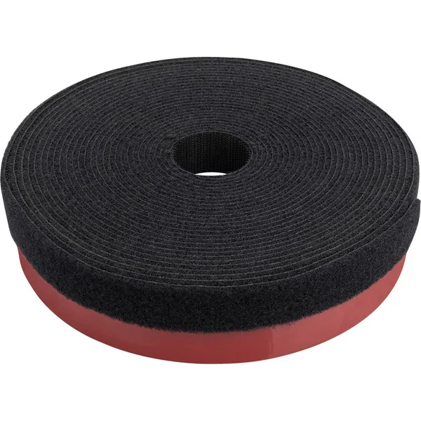 Digitus Klettband Kabelmanagement System, Pilzkopfband (schwarz, selbstklebendes Pilzkopfband 5 Meter, Flausch und Klettband 10 Meter)