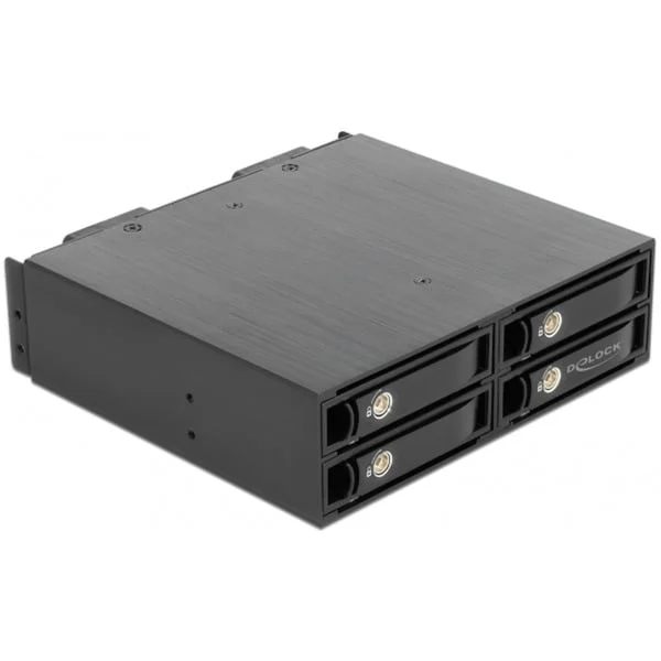 DeLOCK 5.25″ Wechselrahmen für 4 x 2.5″ U.2 NVMe SSD, Einbaurahmen (schwarz, mit abschließbaren Trays)