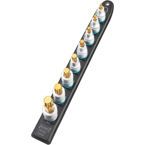 Hazet SmartRail 1/2" Steckschlüsseleinsatz-Satz Innenvielzahn, 8-teilig (schwarz, M5 - M18, kurz)