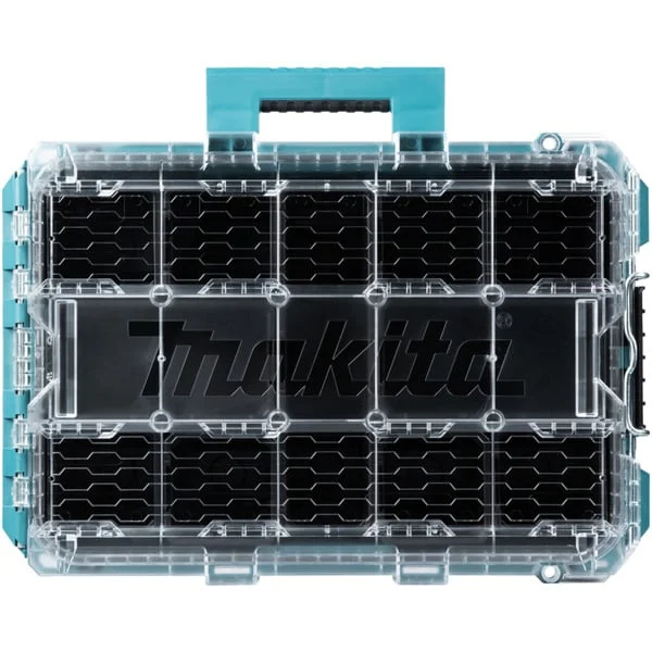Makita MAKTRAK Organizer tief M, Werkzeugkiste (blau/transparent, Transparenter Deckel)