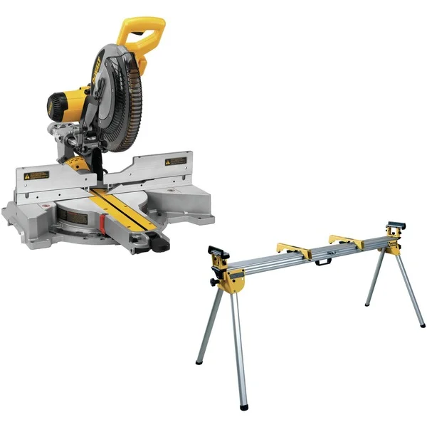 DEWALT Paneelsägen-Set DWS780KIT + Untergestell DE7023, Kapp- und Gehrungssäge (gelb, 1.675 Watt)