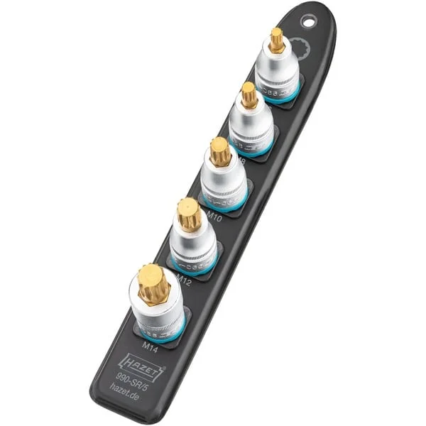 Hazet SmartRail 1/2" Steckschlüsseleinsatz-Satz Innenvielzahn, 5-teilig (schwarz, M6 - M14, kurz)