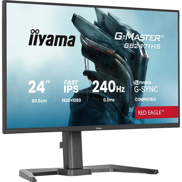 iiyama G-Master G2471HS-B1 Red Eagle, Gaming-Monitor (60.5 cm (23.8 Zoll), schwarz (matt), FullHD, Fast-IPS, HDMI, DP, G-Sync komp., 240Hz Panel)