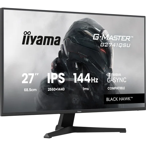 iiyama G-Master G2741QSU-B1 Black Hawk, Gaming-Monitor (68.6 cm (27 Zoll), schwarz (matt), QHD, IPS, HDMI, DP, G-Sync komp., USB-Hub, 144Hz Panel)