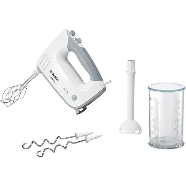 Bosch Home Handmixer ErgoMixx MFQ36440 (weiß/grau, 450 Watt, mit Mixfuß und Becher)