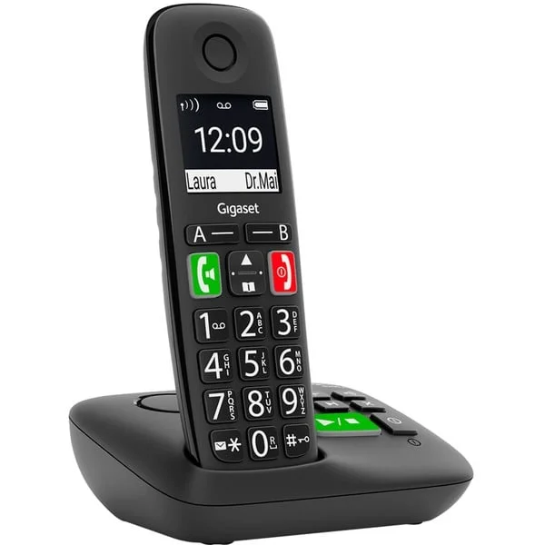 Gigaset E290A, analoges Telefon (schwarz, Anrufbeantworter)