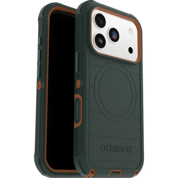 Otterbox Defender Pro, Handyhülle (dunkelgrün/orange, iPhone 17 Pro, MagSafe)
