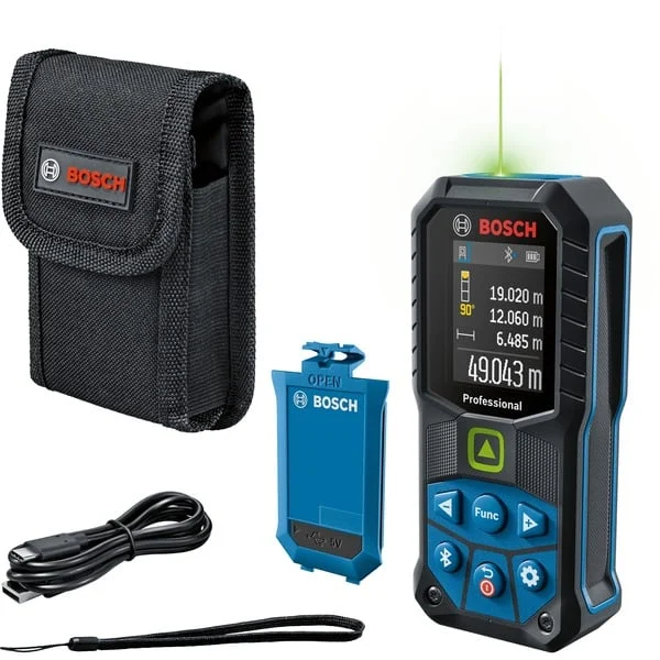Bosch Professional Laser-Entfernungsmesser GLM 50-27 CG Professional (blau/schwarz, Li-Ion-Akku 3,7V 1Ah, Reichweite 50m, grüne Laserlinie)