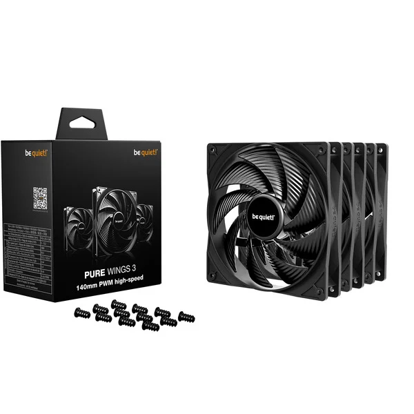 be quiet! Pure Wings 3 140mm PWM high-speed 3-Pack, Gehäuselüfter (schwarz, 3er-Pack, 140 mm)