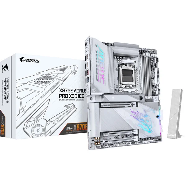 GIGABYTE X870E AORUS PRO X3D ICE, Mainboard (silber/weiß)