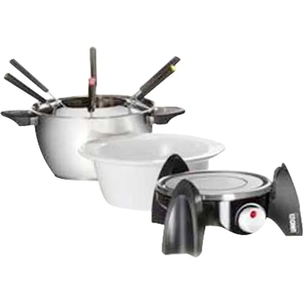 Unold Fondue-Set 48615 (edelstahl/schwarz, 500 Watt, Edelstahl- und Keramiktopf)