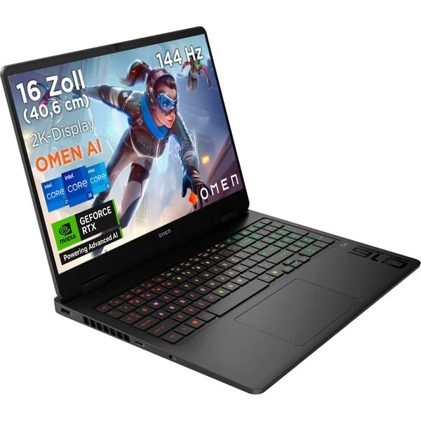 OMEN 16-am0280ng, Gaming-Notebook (schwarz, Intel® Core™ Ultra 7 255H, NVIDIA GeForce RTX 5060, 24 GB DDR5, 1 TB (1 TB SSD), ohne Betriebssystem)