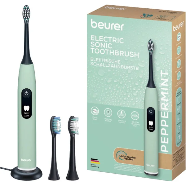 Beurer SC 50 Peppermint Green Planet, Elektrische Zahnbürste (hellgrün, incl. 2 Bürstenköpfe)
