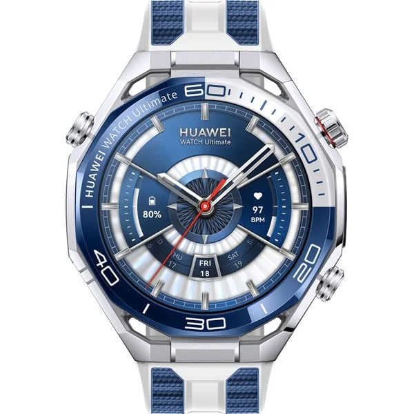 Huawei Watch Ultimate 2 (March-B29), Smartwatch (blau/silber, zweifarbiges Fluorelastomerarmband)