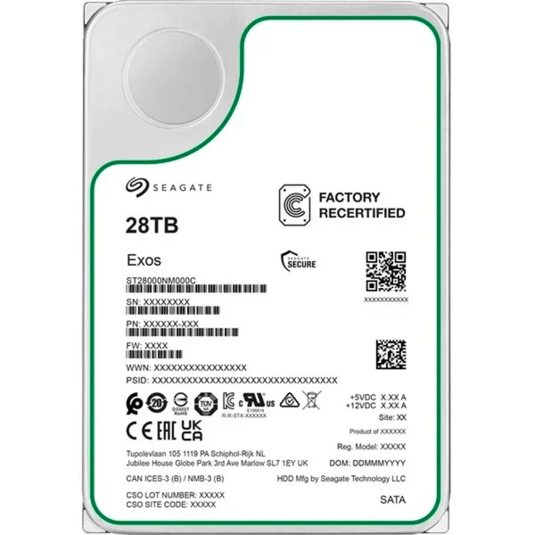 Seagate Exos 28 TB Generalüberholt, Festplatte (SATA 6 Gb/s, 3,5")