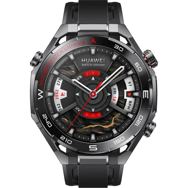 Huawei Watch Ultimate 2 (March-B19), Smartwatch (schwarz, schwarzes Fluorelastomerarmband)