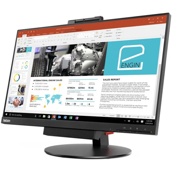 Lenovo ThinkCentre TIO24 GEN3 10QY Generalüberholt, LED-Monitor (60.5 cm (23.8 Zoll), schwarz, FullHD, IPS, Webcam, Lautsprecher)