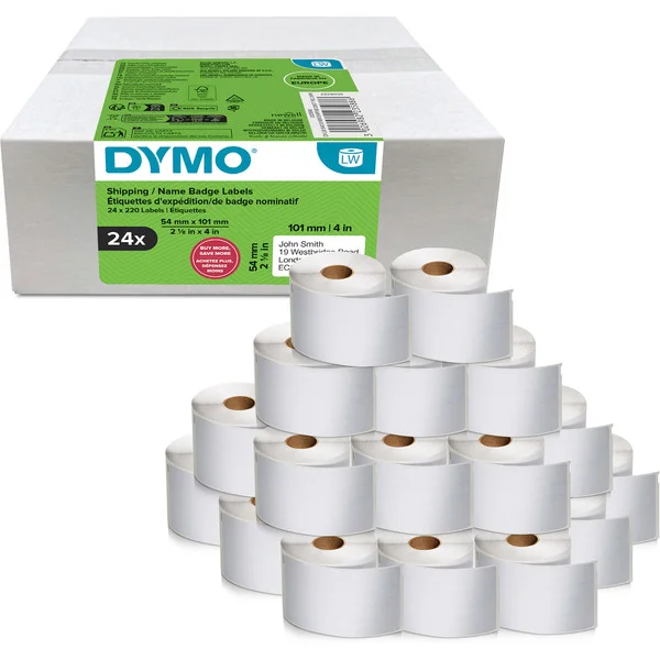 Dymo LabelWriter ORIGINAL Versand-/Namensschild-Etiketten Vorteilspack, 54 x 101 mm (24 Rollen mit je 220 Etiketten)