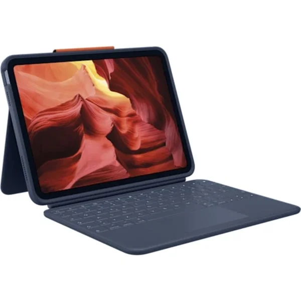 Logitech Rugged Combo 4 Touch, Tastatur (blau, DE-Layout, für iPad 10. Gen. & iPad A16)