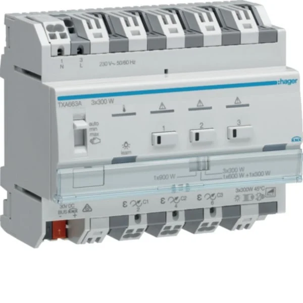 Hager Universal-Dimmaktor KNX easy 3-fach 3 x 300 Watt, Dimmer (Retail)