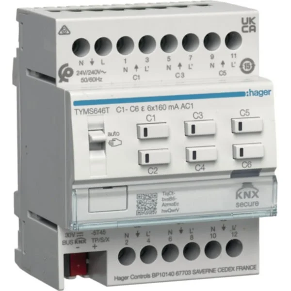 Hager Heizungsaktor sechsfach KNX Secure 24 Volt bis 230 Volt (Retail)