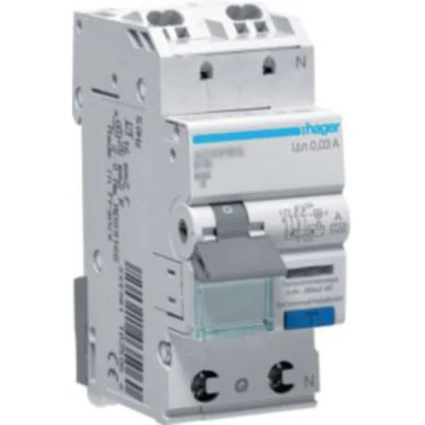 Hager Fehlerstrom-Leitungsschutzschalter 1 Pol + Neutralleiter 6 Kiloampere B-16 Ampere 30 Milliampere, Sicherung (Retail)