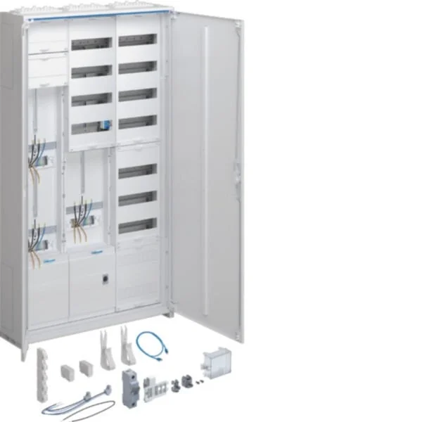 Hager Komplettschrank universal Zählerplatz 2 Zählerplätze 1 TSG Aufputz/Unterputz/teilversenkt für Wandmontage Höhe 1400 mm 3-feldrig ESA ZY3N2LS (weiß, Retail)