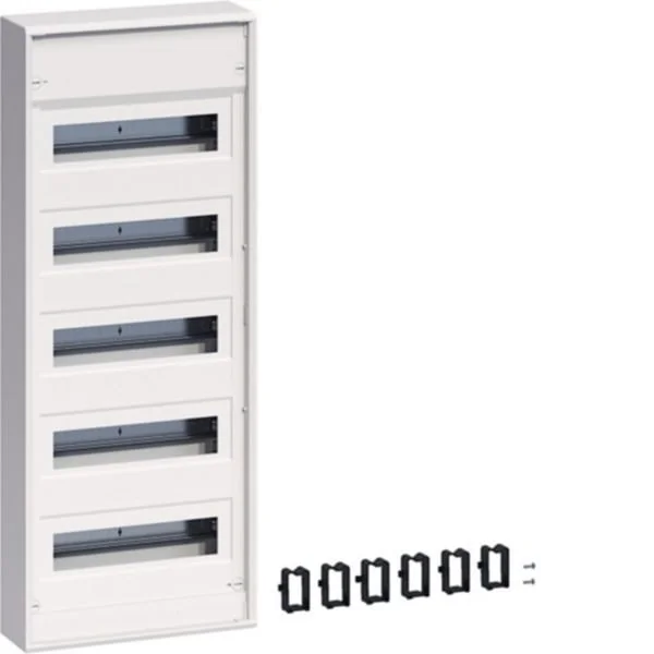 Hager Kleinverteiler volta, 5 Reihen, 12 Teilungseinheiten, Schutzart IP30, Aufputz (weiß, Retail)