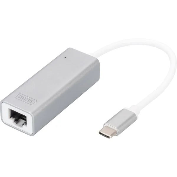 Digitus USB 3.2 Gen 1 Adapter, USB-C Stecker > RJ-45 Buchse (weiß/silber, 20cm, 10/100/1.000 Mbit/s)