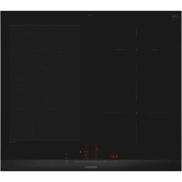 Siemens EX675HEC1E iQ700, Autarkes Kochfeld (schwarz/edelstahl, 60 cm, Home Connect)