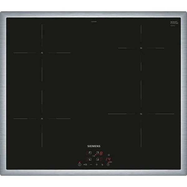 Siemens EH645BEB6E iQ100, Autarkes Kochfeld (schwarz/edelstahl, 60 cm)