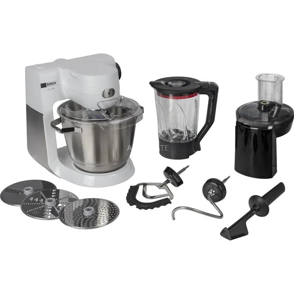 Bosch Home MUM6EW22 Küchenmaschine (weiß/edelstahl, 1.600 Watt, Serie 6, Patisserie-Set, Mixaufsatz)