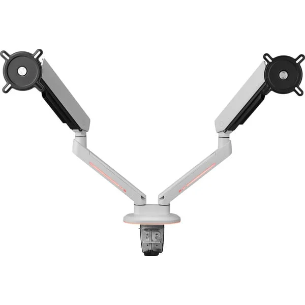 ONE FOR ALL Universeller Gaming Dual Monitorarm (DM8220), Monitorhalterung (weiß, RGB)