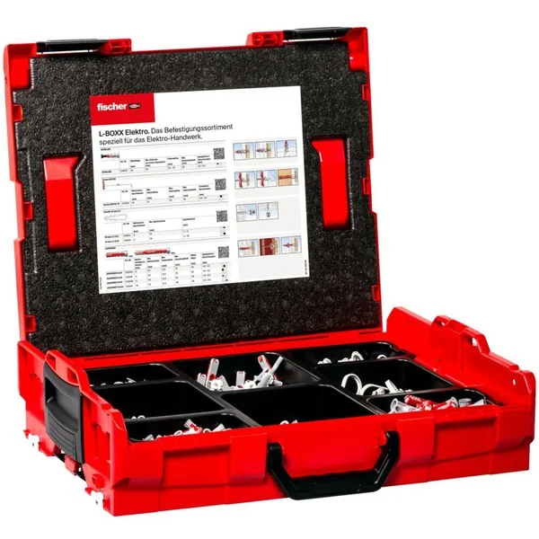 fischer L-BOXX 102 Elektro, Dübel (hellgrau/rot, 670-teilig)