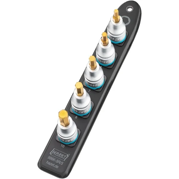 Hazet SmartRail 1/2" Steckschlüsseleinsatz-Satz Innensechskant, 5-teilig (schwarz, 5mm - 10mm, kurz)