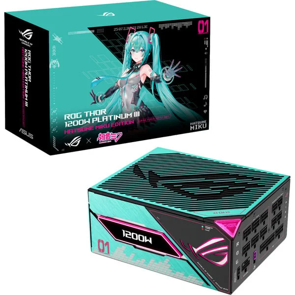 ASUS ROG Thor 1200W Platinum III Hatsune Miku Edition, PC-Netzteil (schwarz, 1x 12 Pin High Power GPU, 4x PCIe, Kabelmanagement, 1200 Watt)