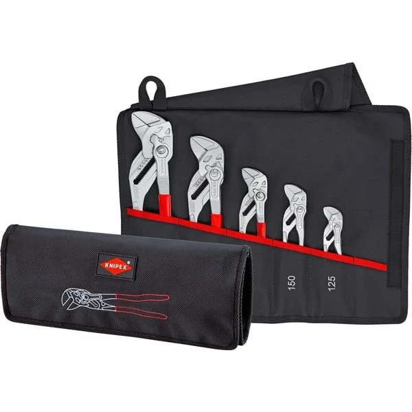 KNIPEX Zangenschlüssel-Set, 5-teilig, Zangen-Set (rot, in Falttasche)