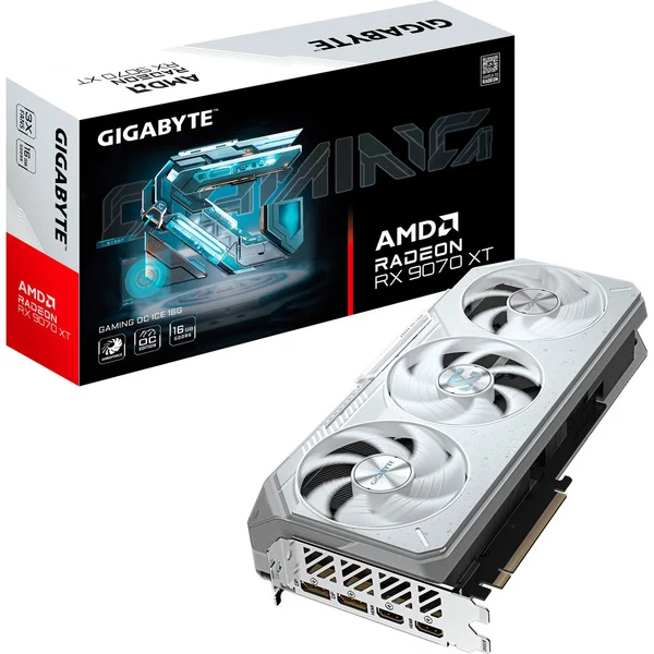 GIGABYTE Radeon RX 9070 XT GAMING OC ICE 16G, Grafikkarte (weiß, RDNA4, GDDR6, 2x DisplayPort, 2x HDMI 2.1)