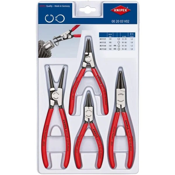 KNIPEX Sicherungsringzangen-Set 00 20 03 V02 (rot, 4-teilig, gerade)