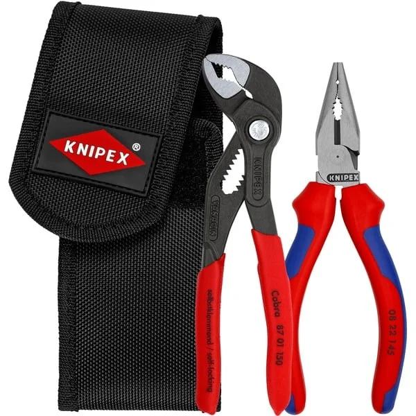 KNIPEX Mini-Zangenset, in Werkzeug-Gürteltasche, Zangen-Set (rot/schwarz, 2-teilig)