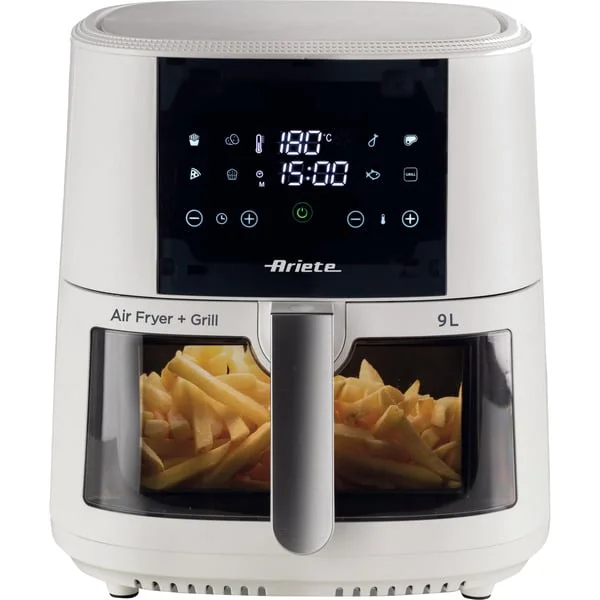 Ariete Heißluftfritteuse 9 L (weiß, 1.500 Watt, Korb 9 Liter, mit Sichtfenster)