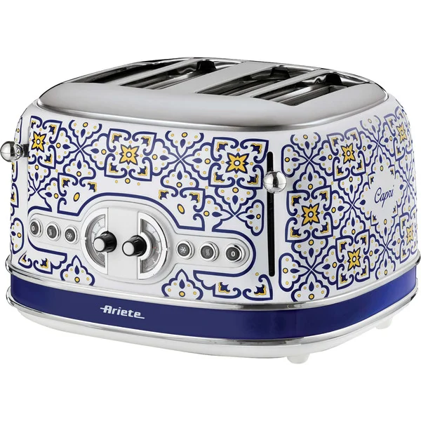 Ariete 4-Schlitz-Toaster Capri (weiß/mehrfarbig, 1.630 Watt, für 4 Scheiben Toast)