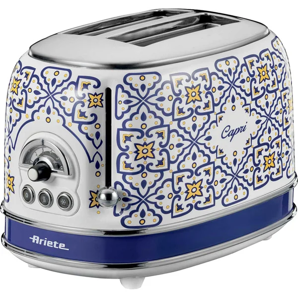 Ariete 2-Schlitz-Toaster Capri (weiß/mehrfarbig, 810 Watt, für 2 Scheiben Toast)